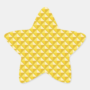 Sticker Étoile Chrome jaune, look émail, grille cloutée