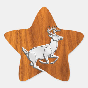 Sticker Étoile Chrome Like Running Deer on Fine Teak