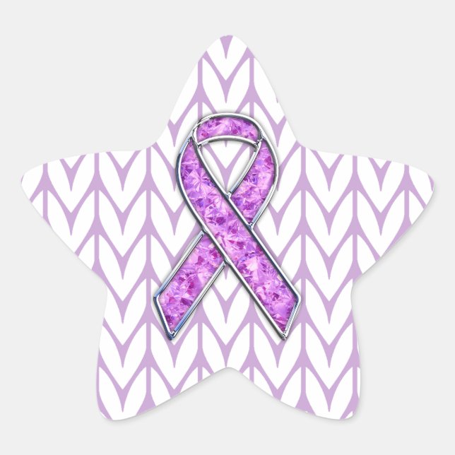 Sticker Étoile Chrome style Crystal Pink Ribbon Awareness Knit (Devant)