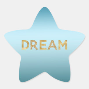 Sticker Étoile Ciel Bleu Aqua Ombré Paillettes Dorées Rêve