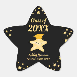 Sticker Étoile Classe de 2023 Black and Gold Stars Graduation