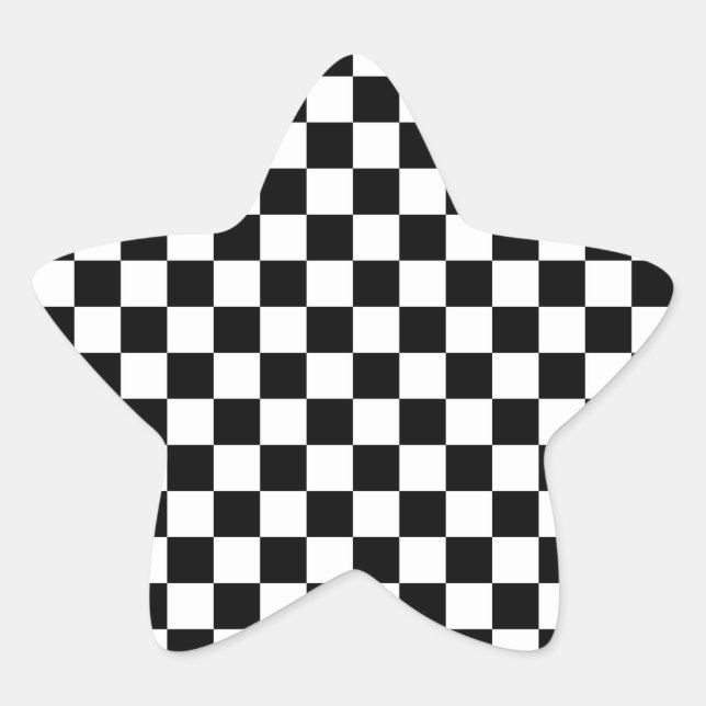 Sticker Étoile Classic Checkerboard Motif noir blanc (Devant)
