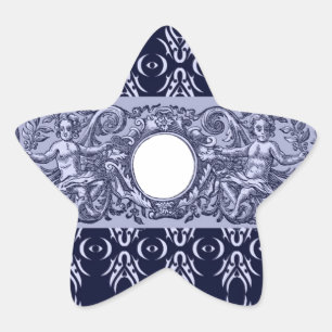 Sticker Étoile Classy Blue Baroque Motif par LeahG - cherubs