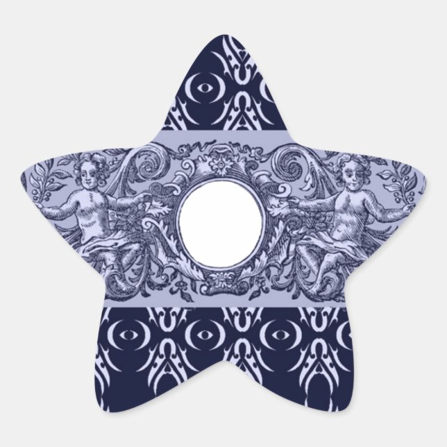 Sticker Étoile Classy Blue Baroque Motif par LeahG - cherubs (Devant)