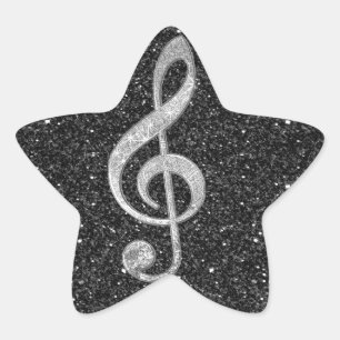 Sticker Étoile Clef triple d'effets brillants argentés frais de