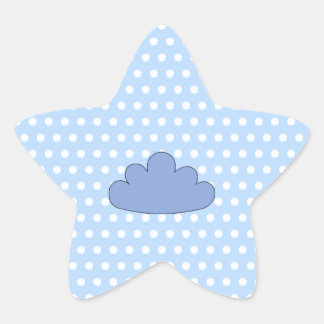 Sticker Étoile Cloud bleu sur Pois bleu et blanc.