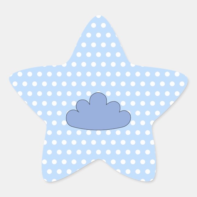 Sticker Étoile Cloud bleu sur Pois bleu et blanc. (Devant)