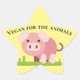 Sticker Étoile Cochon de dessin doux avec message Pro Vegan