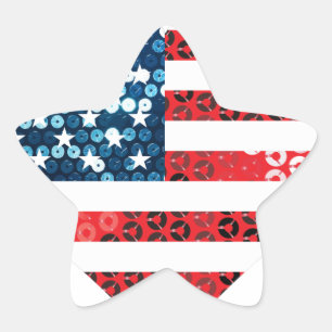 Sticker Étoile coeur du drapeau américain