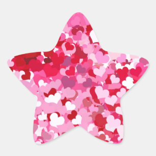 Sticker Étoile Cœurs de confettis roses