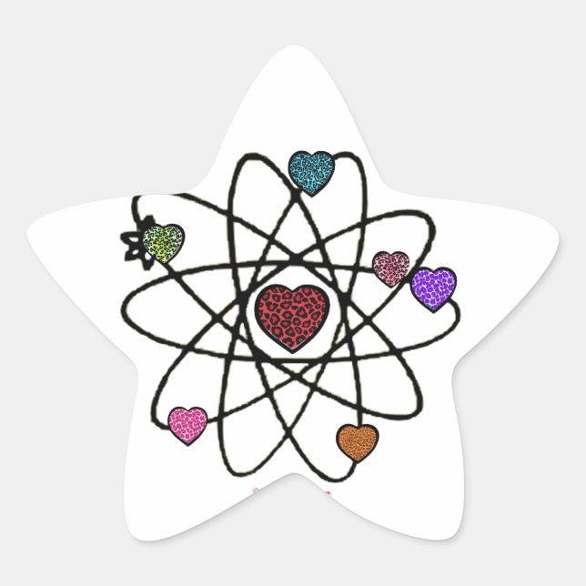 Sticker Étoile Coeurs Empreintes de léopard de Valentine atomique (Devant)