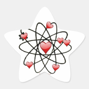 Sticker Étoile Coeurs rouges de Saint Valentin atomique