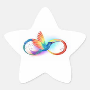 Sticker Étoile Colibri arc-en-ciel avec symbole d'infini