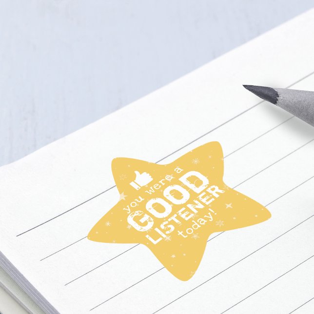 Sticker Étoile Commentaire positif Bon auditeur Enseignant (Positive Feedback Good Listener Teacher Star Sticker)