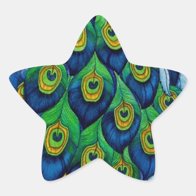 Sticker Étoile Conception classique de paon et libellule (Devant)