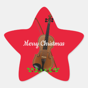 Sticker Étoile Conception de Noël violon et bow