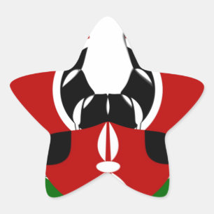 Sticker Étoile Contemporain Edgy Kenyan Drapeau Motif Art Design.