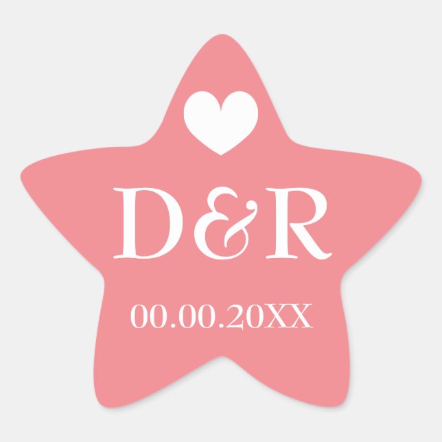 Sticker Étoile Coral star monogramme de plage de mariage faveurs  (Devant)