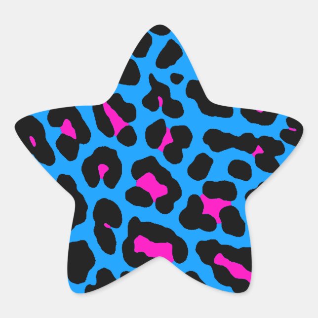 Sticker Étoile Corey Tiger 80s Leopard Spots (Bleu) (Devant)