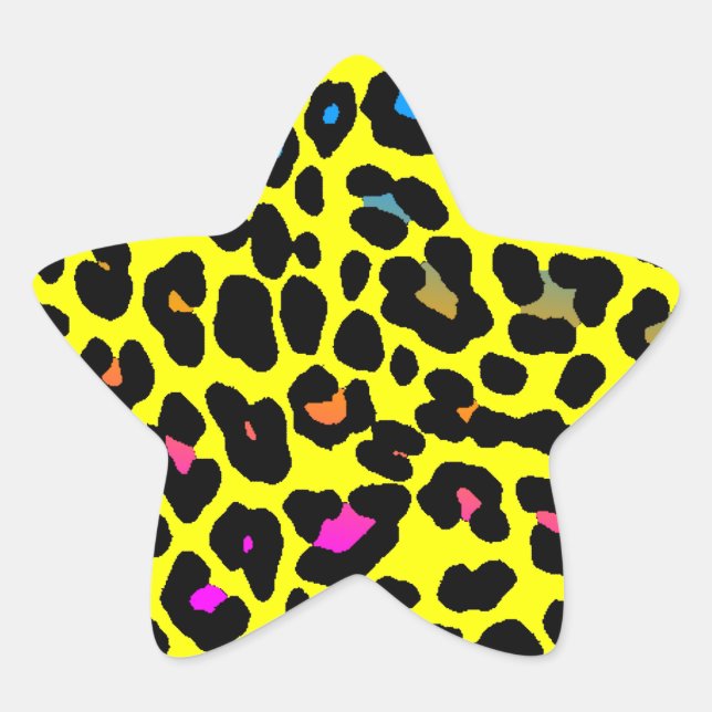 Sticker Étoile Corey Tiger 80s Leopard Spots (Jaune) (Devant)