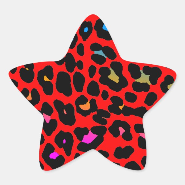 Sticker Étoile Corey Tiger 80s Leopard Spots (Rouge) (Devant)