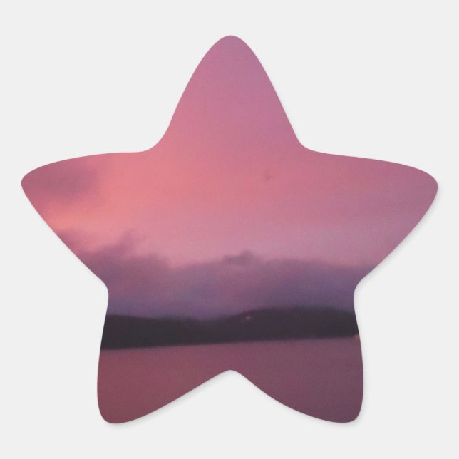 Sticker Étoile Coucher de soleil violet sur le lac Arrowhead (Devant)