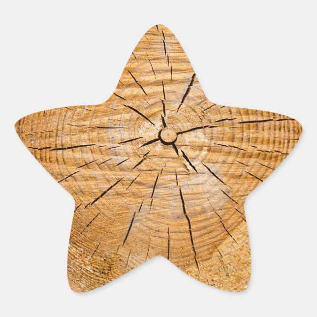 Sticker Étoile Coupe de vie en bois noueuse (Devant)