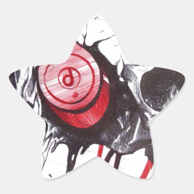 Sticker Étoile Crâne avec conception casque (Devant)