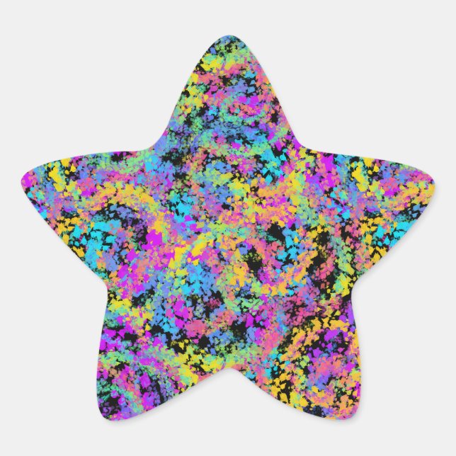 Sticker Étoile crayon fondu multicolore : (Devant)