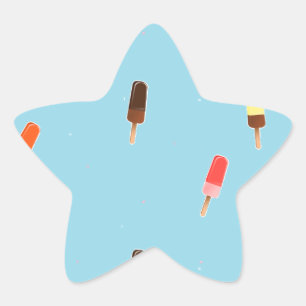 Sticker Étoile Crème glacée Popsicle sur bleu