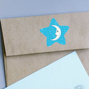 Sticker Étoile Crescent vintage Lune blanche Face Blancs Étoiles