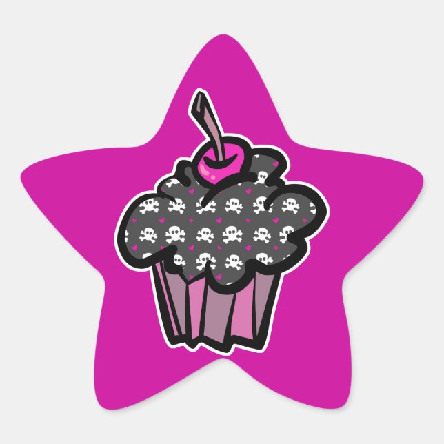 Sticker Étoile croix de crâne goth cupcake (Devant)