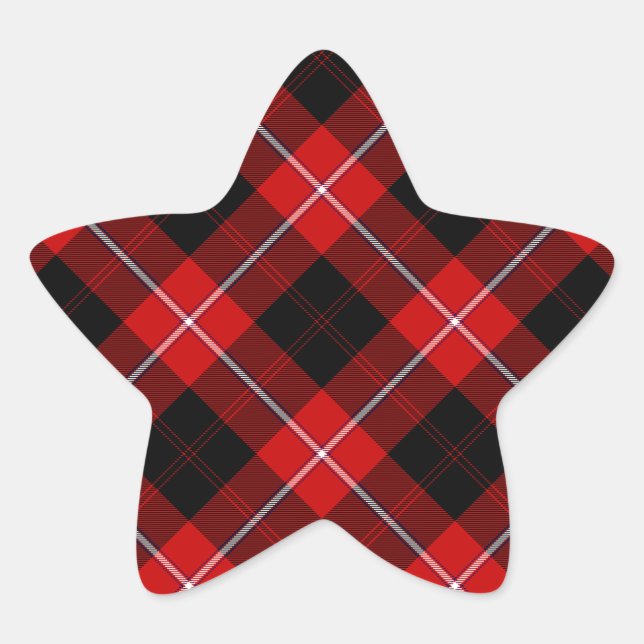 Sticker Étoile Cunningham Tartan rouge noir (Devant)
