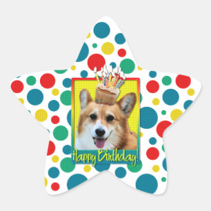 Sticker Étoile Cupcake d'anniversaire - Corgi - Owen
