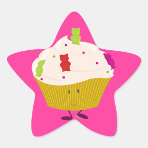 Sticker Étoile cupcake pour ours gummy souriant