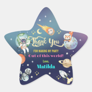 Sticker Étoile Cute Astronaut Espace Planètes Fille Anniversaire