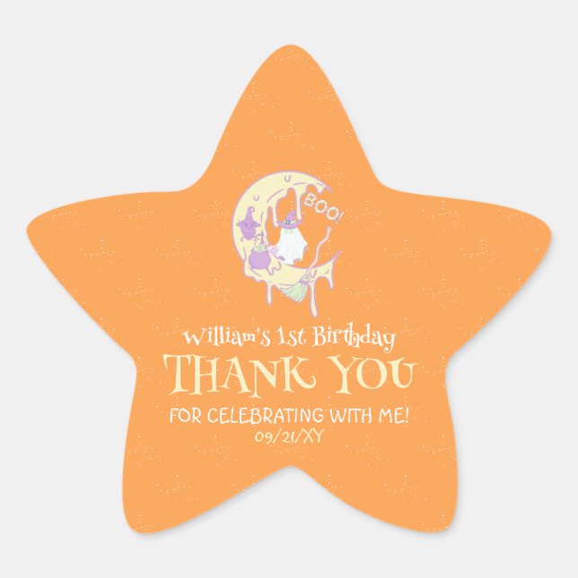 Sticker Étoile Cute Fantôme Éffrayant un premier anniversaire Hal (Devant)