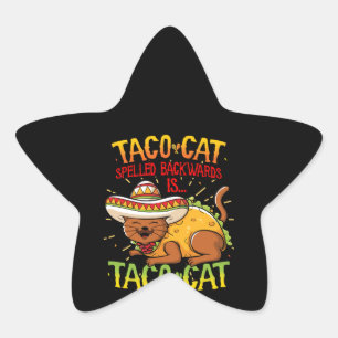 Sticker Étoile Cute Taco Chat Écrit À L'Arrière Est Taco Chat Drô