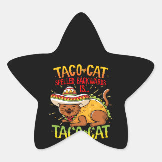 Sticker Étoile Cute Taco Chat Écrit À L'Arrière Est Taco Chat Drô