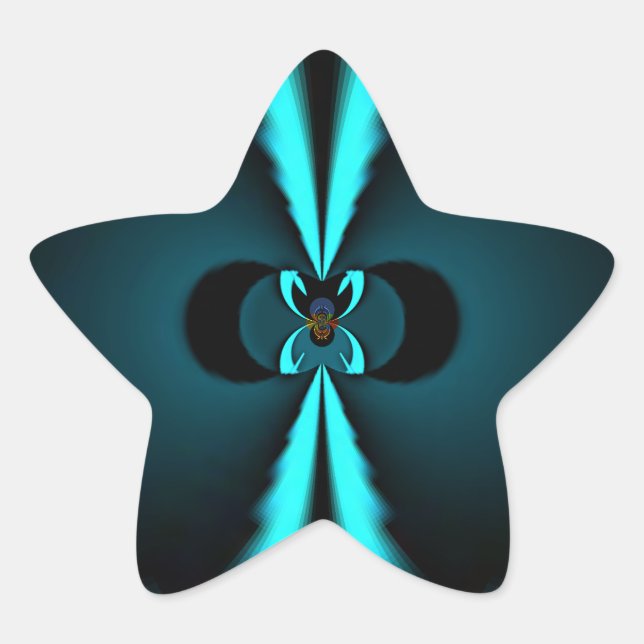 Sticker Étoile Cyan et Black Abstrait Art Print (Devant)