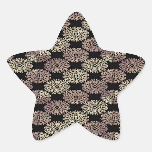 Sticker Étoile Damas floral or noir (Devant)