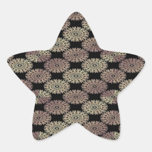 Sticker Étoile Damas floral or noir