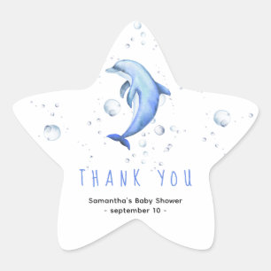 Sticker Étoile Dauphin aquarelle - merci pour la baby shower