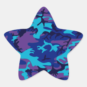 Sticker étoilé de camouflage bleu foncé et violet