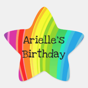 Sticker étoile de la fête d'anniversaire Rainbow U
