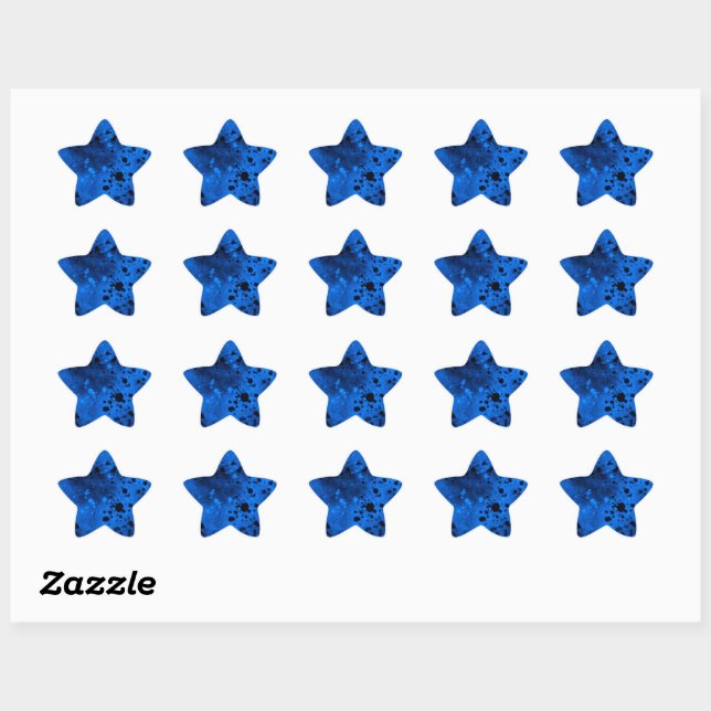 Sticker étoile de peinture bleu rétro (Feuille)