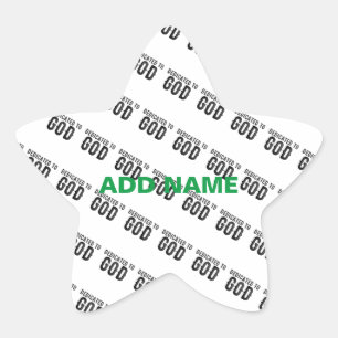STICKER ÉTOILE DÉDIÉ À DIEU PERSONNALISABLE COOL TEXTE NOIR