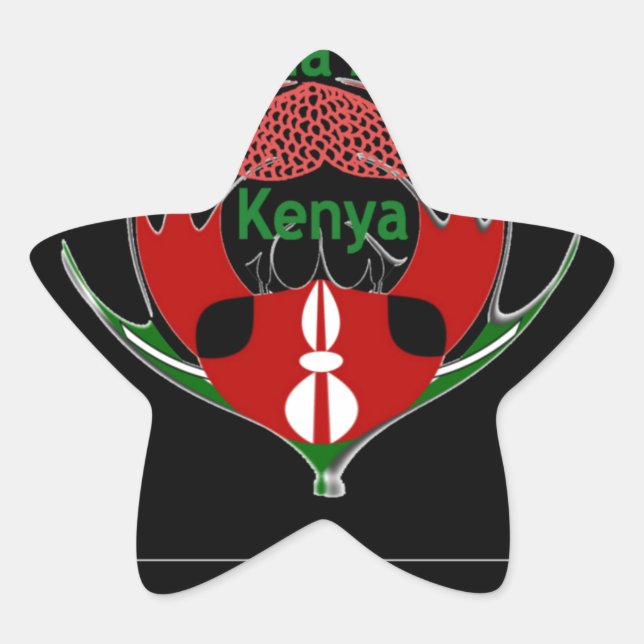 Sticker Étoile Design du Bouclier kenyan : Drapeau de papillon. (Devant)