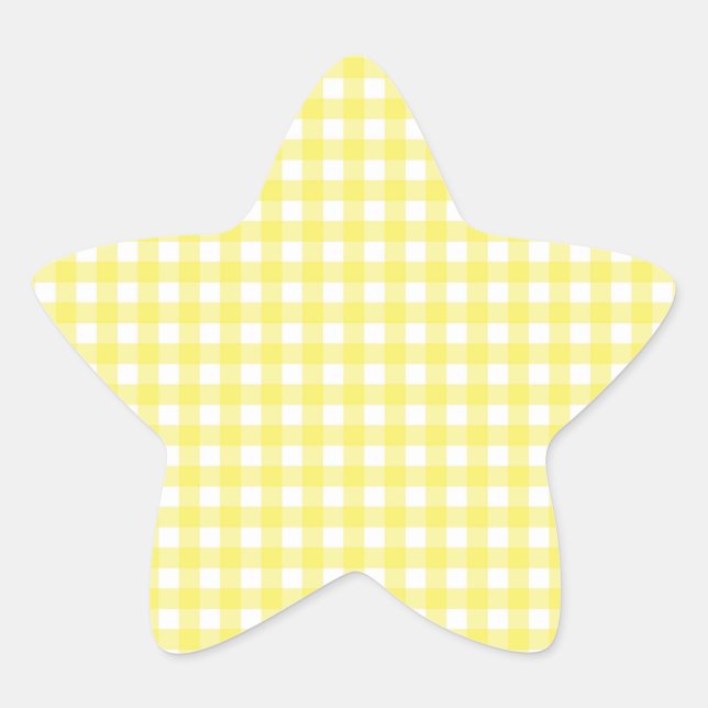 Sticker Étoile Design En vichy jaune et blanc (Devant)