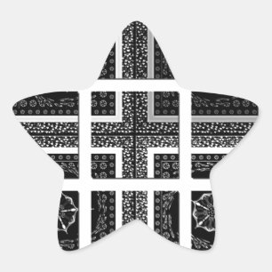 Sticker Étoile Design graphique À damiers noir, blanc et rouge